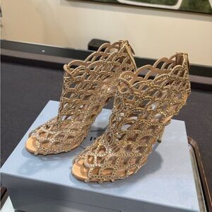 Sergio Rossi Gold Lattice Heels